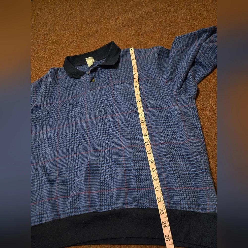 Vintage Casual Joe By Haband Men's 2X Golf Pull Over With 2 Buttons Blue